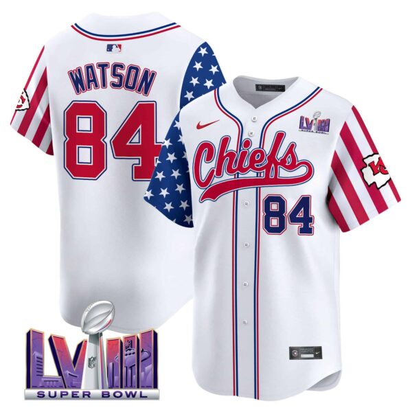 Men’s Chiefs 2024 Independence Day Vapor Premier Limited Jersey – All Stitched – White – Justin Watson