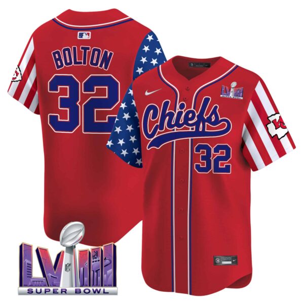 Men’s Chiefs 2024 Independence Day Vapor Premier Limited Jersey – All Stitched – Red – Nick Bolton