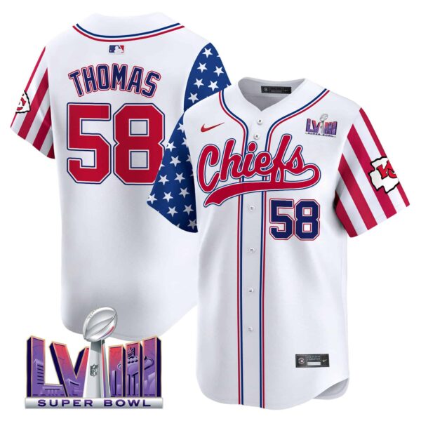 Men’s Chiefs 2024 Independence Day Vapor Premier Limited Jersey – All Stitched – White – Derrick Thomas