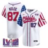 Men’s Chiefs 2024 Independence Day Vapor Premier Limited Jersey – All Stitched – White – Travis Kelce