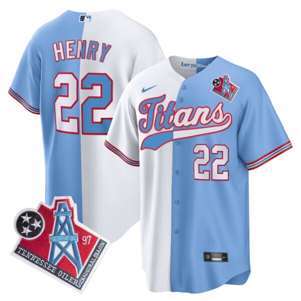 Titans 1997 Throwback Limited Cool Base Jersey – All Stitched – Split – Derrick Henry Jersey