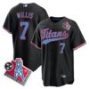 Titans 1997 Throwback Limited Cool Base Jersey – All Stitched – Black – Malik Willis Jersey
