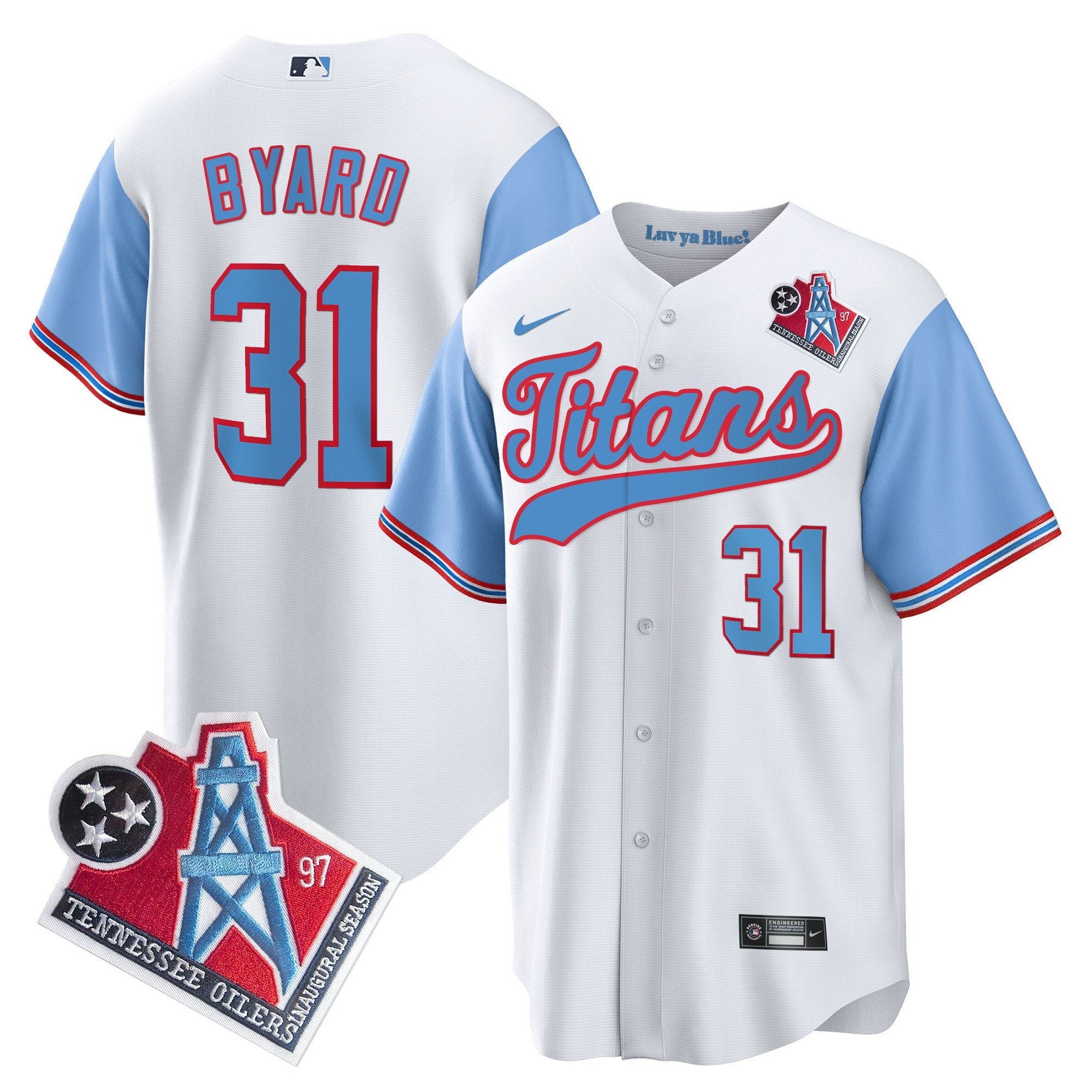 Titans 1997 Throwback Limited Cool Base Jersey – All Stitched – Blue Sleeves – Kevin Byard Jersey