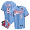 Titans 1997 Throwback Limited Cool Base Jersey – All Stitched – Light Blue – Steve Mcnair Jersey