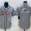 Men’s Denver Broncos Gray Team Big Logo With Patch Cool Base Stitched Baseball Jersey