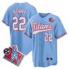 Titans 1997 Throwback Limited Cool Base Jersey – All Stitched – Light Blue – Derrick Henry Jersey
