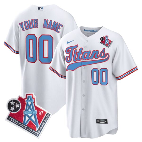Titans 1997 Throwback Limited Cool Base Custom Jersey – All Stitched – White Jersey