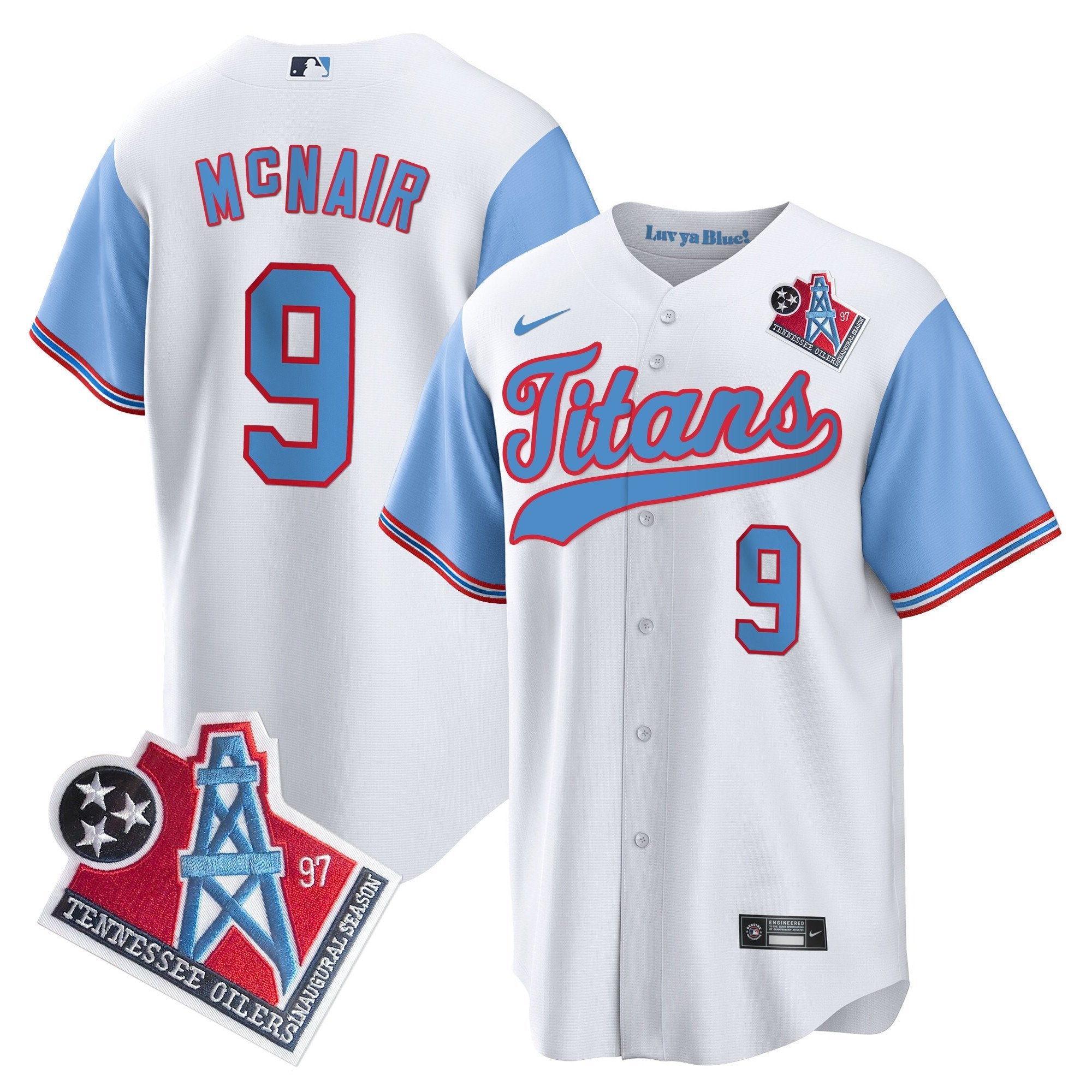 Titans 1997 Throwback Limited Cool Base Jersey – All Stitched – Blue Sleeves – Steve Mcnair Jersey