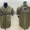 Men’s Denver Broncos Olive Salute to Service Team Big Logo Cool Base Stitched Baseball Jersey