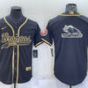 Men’s Denver Broncos Black Gold Team Big Logo With Patch Cool Base Stitched Baseball Jersey