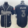 Men’s Denver Broncos #3 Russell Wilson Black Reflective With Patch Cool Base Stitched Baseball Jersey
