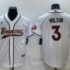 Men’s Denver Broncos #3 Russell Wilson White Stitched Cool Base Nike Baseball Jersey