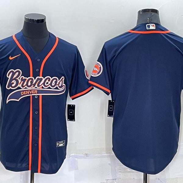 Men’s Denver Broncos Blank Nvay Blue Stitched Cool Base Nike Baseball Jersey