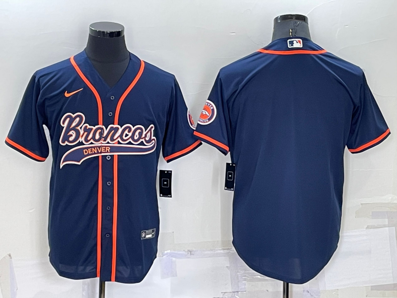 Men’s Denver Broncos Blank Nvay Blue Stitched Cool Base Nike Baseball Jersey