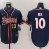 Men’s Denver Broncos #10 Bo Nix Number Navy Cool Base Stitched Baseball Jersey