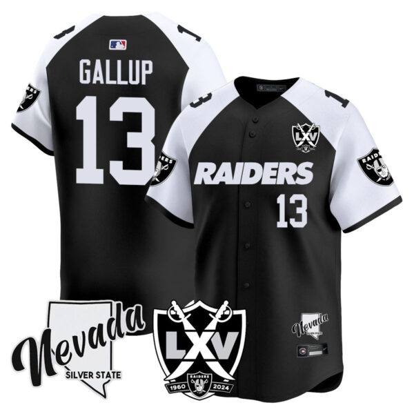 Raiders 2024 Baseball Limited Jersey – 65th Anniversary – All Stitched – Michael Gallup – 13 – Black Alternate Jersey
