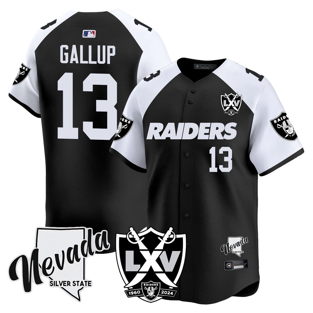 Raiders 2024 Baseball Limited Jersey – 65th Anniversary – All Stitched – Michael Gallup – 13 – Black Alternate Jersey