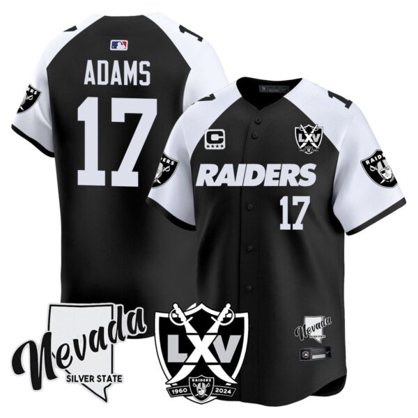 Raiders 2024 Baseball Limited Jersey – 65th Anniversary – All Stitched – Davante Adams – 17 – Black Alternate Jersey