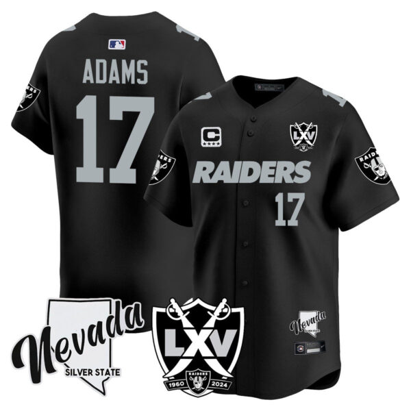 Raiders 2024 Baseball Limited Jersey – 65th Anniversary – All Stitched – Davante Adams – 17 – Black Jersey