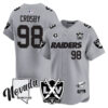 Raiders 2024 Baseball Limited Jersey – 65th Anniversary – All Stitched – Maxx Crosby – 98 – Silver Jersey