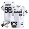 Raiders 2024 Baseball Limited Jersey – 65th Anniversary – All Stitched – Maxx Crosby – 98 – White Limited Jersey
