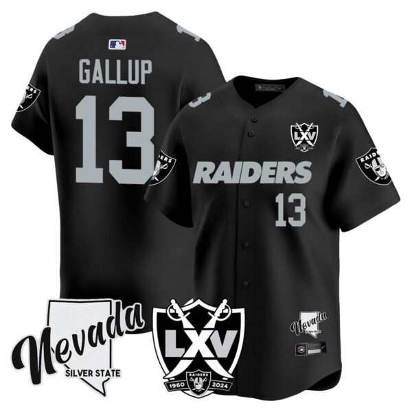 Raiders 2024 Baseball Limited Jersey – 65th Anniversary – All Stitched – Michael Gallup – 13 – Black Jersey