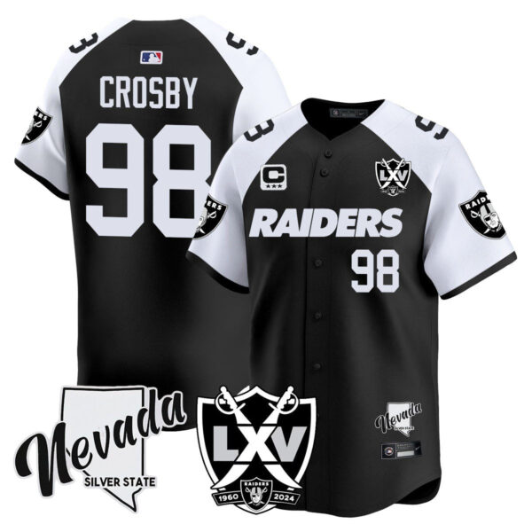 Raiders 2024 Baseball Limited Jersey – 65th Anniversary – All Stitched – Maxx Crosby – 98 – Black Alternate Jersey
