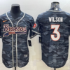 Men’s Denver Broncos #3 Russell Wilson Grey Camo With Patch Cool Base Stitched Baseball Jersey