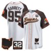 Browns #32 Jim Brown Memorial & Home Patch Baseball Jersey V2 – All Stitched – Inverted – Myles Garrett Jersey