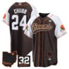Browns #32 Jim Brown Memorial & Home Patch Baseball Jersey V2 – All Stitched – Alternate – Nick Chubb Jersey