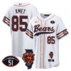 Bears Illinois Patch Baseball Jersey – All Stitched – White – Cole Kmet Jersey