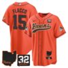 Browns #32 Jim Brown Memorial & Home Patch Baseball Jersey V2 – All Stitched – Orange – Joe Flacco Jersey