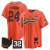 Browns #32 Jim Brown Memorial & Home Patch Baseball Jersey V2 – All Stitched – Orange – Nick Chubb Jersey