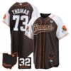 Browns #32 Jim Brown Memorial & Home Patch Baseball Jersey V2 – All Stitched – Alternate – Joe Thomas Jersey