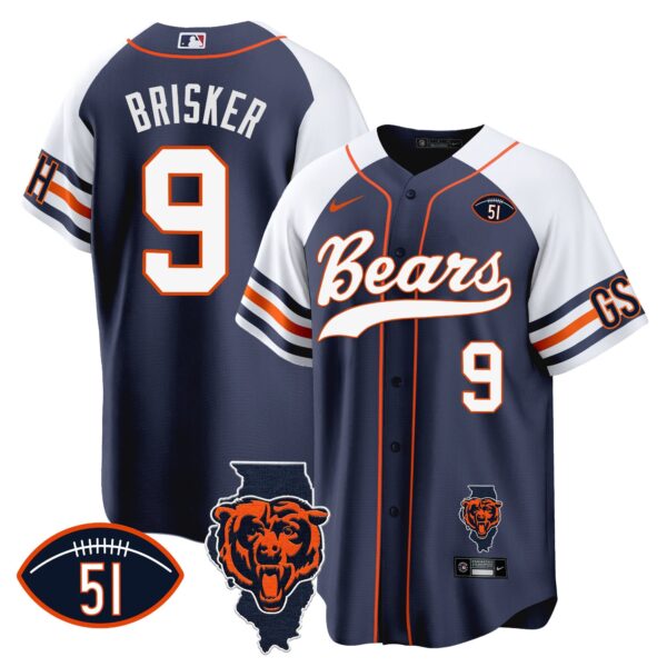 Bears Illinois Patch Baseball Jersey – All Stitched – Alternate – Jaquan Brisker Jersey