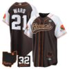 Browns #32 Jim Brown Memorial & Home Patch Baseball Jersey V2 – All Stitched – Alternate – Denzel Ward Jersey