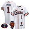 Bears Illinois Patch Baseball Jersey – All Stitched – White – Justin Fields Jersey