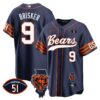 Bears Illinois Patch Baseball Jersey – All Stitched – Navy – Jaquan Brisker Jersey