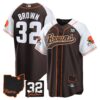 Browns #32 Jim Brown Memorial & Home Patch Baseball Jersey V2 – All Stitched – Alternate – Jim Brown Jersey