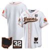Browns #32 Jim Brown Memorial & Home Patch Baseball Jersey V2 – All Stitched – White – Team Jersey