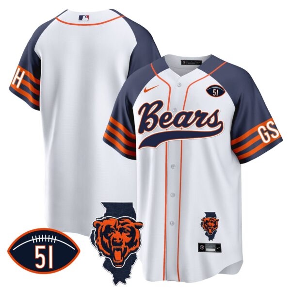 Bears Illinois Patch Baseball Jersey – All Stitched – Inverted – Team Jersey