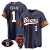 Bears Illinois Patch Baseball Jersey – All Stitched – Navy – Justin Fields Jersey