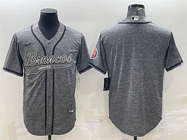 Men’s Denver Broncos Blank Gray With Patch Cool Base Stitched Baseball Jersey