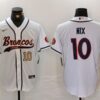 Men’s Denver Broncos #10 Bo Nix Number White Cool Base Stitched Baseball Jersey
