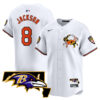Baltimore Ravens 2024 Vapor Premier Baseball Jersey – All Stitched – White – Lamar Jackson Jersey