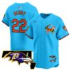 Baltimore Ravens 2024 Vapor Premier Baseball Jersey – All Stitched – Light Blue – Derrick Henry Jersey