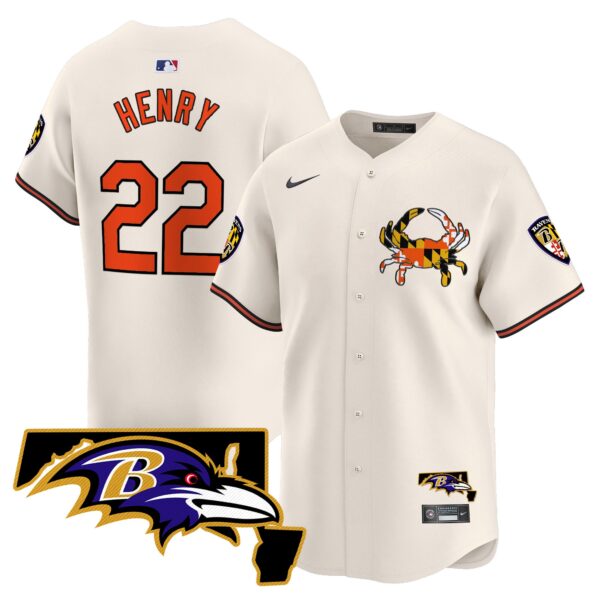 Baltimore Ravens 2024 Vapor Premier Baseball Jersey – All Stitched – Cream – Derrick Henry Jersey