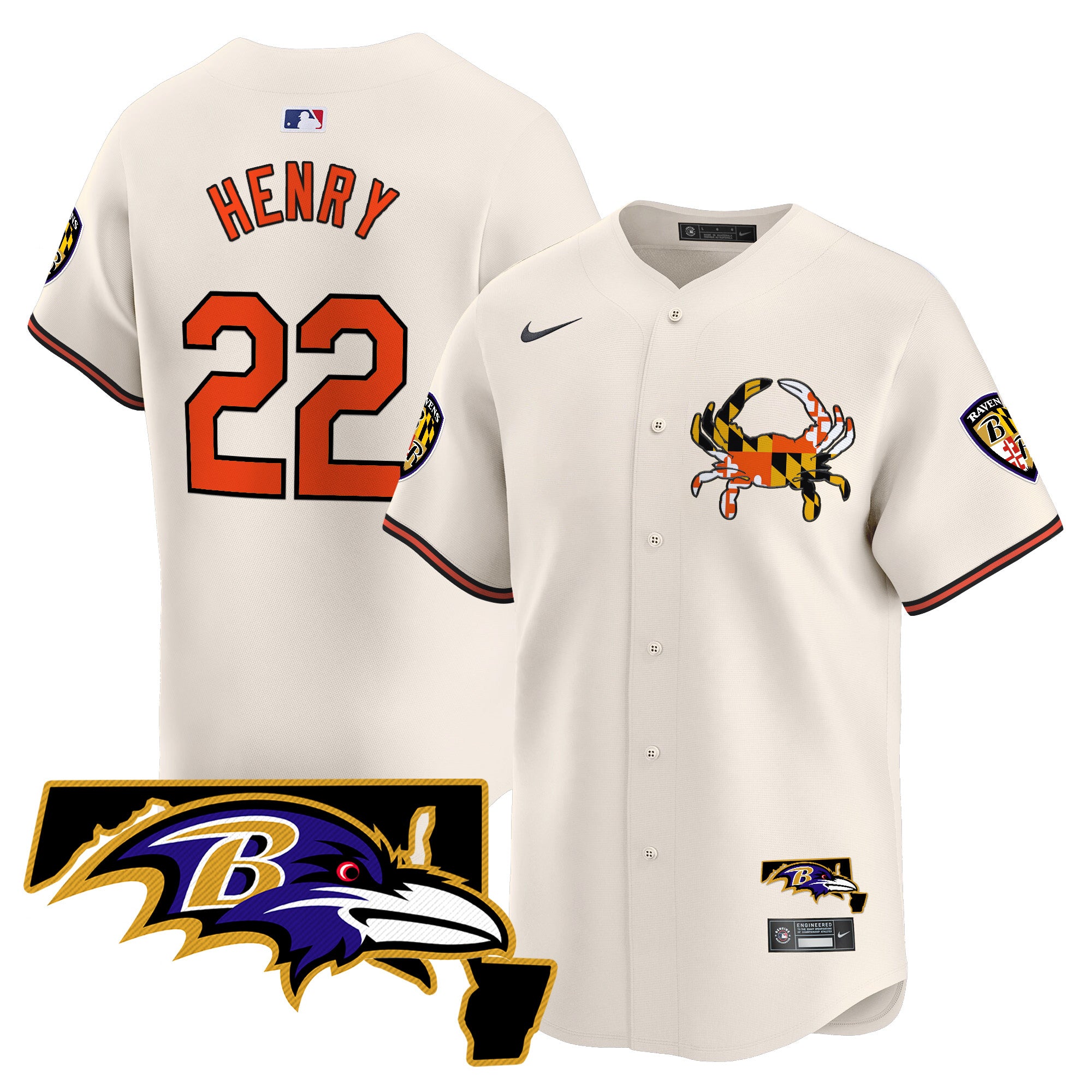 Baltimore Ravens 2024 Vapor Premier Baseball Jersey – All Stitched – Cream – Derrick Henry Jersey