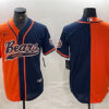 Men’s Chicago Bears Blank Orange Navy Split With Patch Cool Base Stitched Baseball Jersey