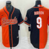 Men’s Cincinnati Bengals #9 Joe Burrow Orange Black Two Tone Cool Base Stitched Baseball Jersey
